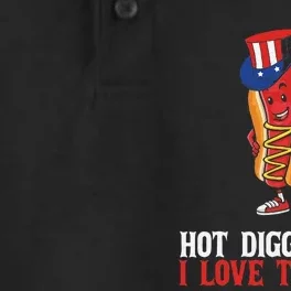 Hot Diggity Dog I Love The USA Happy 4th Of July Hotdog Dry Zone Grid Performance Polo