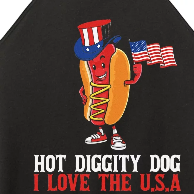 Hot Diggity Dog I Love The USA Happy 4th Of July Hotdog Women’s Perfect Tri Rocker Tank