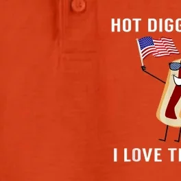 Hot Diggity Dog I Love Usa Gift Funny Fourth Of July Gift Dry Zone Grid Performance Polo