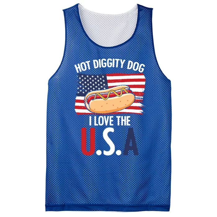 Hot Diggity Dog I Love Usa 4th Of July Hotdog Bun Lover Gift Mesh Reversible Basketball Jersey Tank