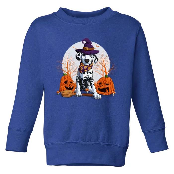 Halloween Dalmatian Dog Lovers Halloween Scary Pumpkin Moon Cool Gift Toddler Sweatshirt