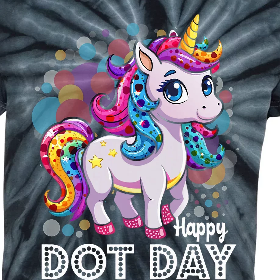 Happy Dot Day Colorful Unicorn Art Kids Tie-Dye T-Shirt