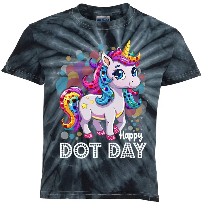 Happy Dot Day Colorful Unicorn Art Kids Tie-Dye T-Shirt