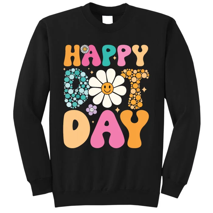 Happy Dot Day Hippie Flowers Smile Face Groovy Teacher Sweatshirt