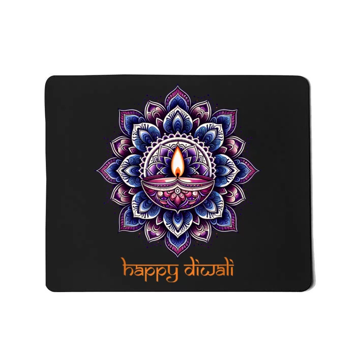 Happy Diwali Diya Oil Lamp Deepavali Festival Of Lights Mousepad