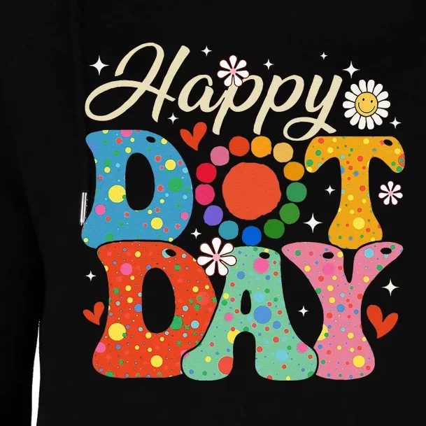 Happy Dot Day Hippie Flowers Smile Face Groovy Teacher Kids Womens Funnel Neck Pullover Hood