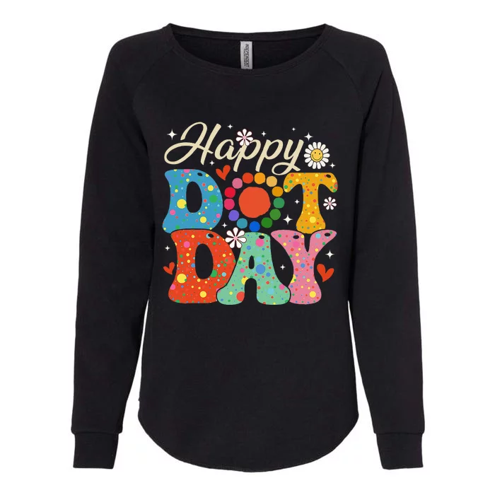 Happy Dot Day Hippie Flowers Smile Face Groovy Teacher Kids Womens California Wash Sweatshirt