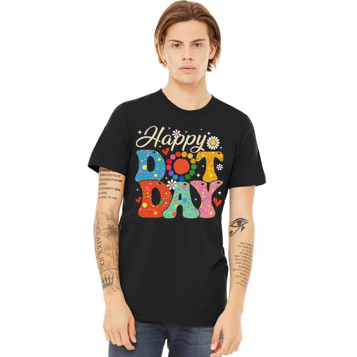 Happy Dot Day Hippie Flowers Smile Face Groovy Teacher Kids Premium T-Shirt