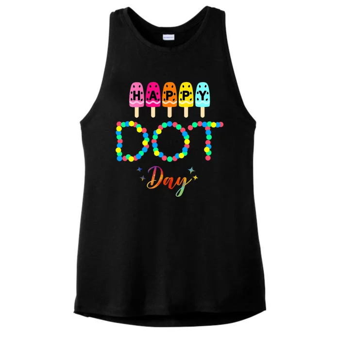 Happy Dot Day Colorful Ladies Tri-Blend Wicking Tank