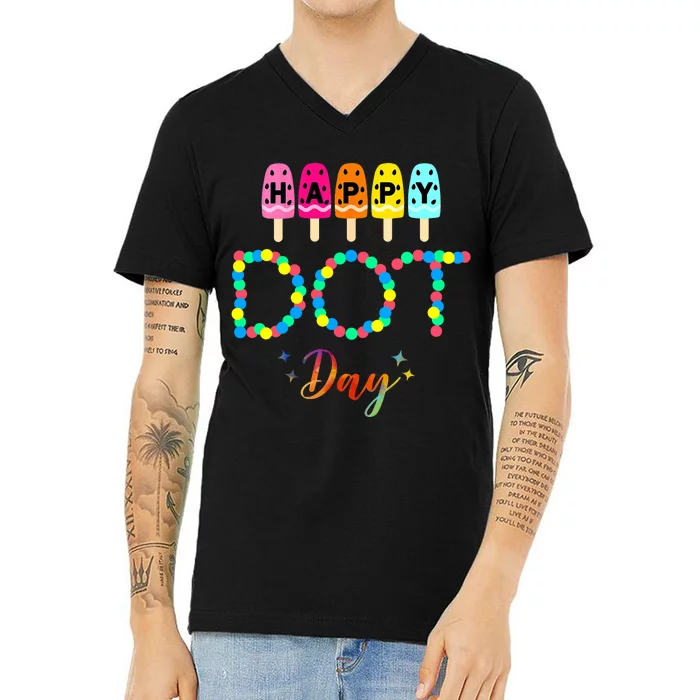 Happy Dot Day Colorful V-Neck T-Shirt