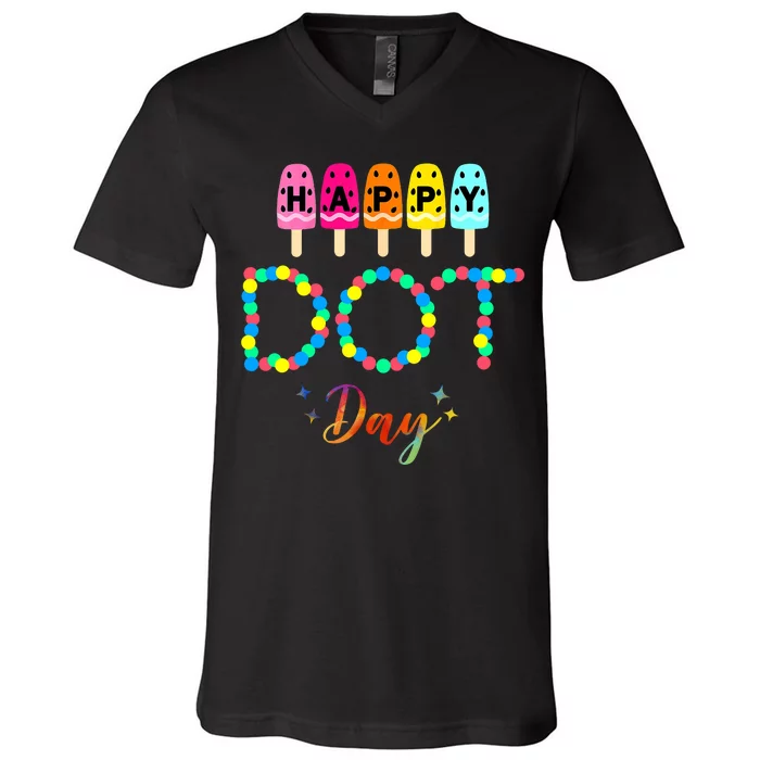 Happy Dot Day Colorful V-Neck T-Shirt