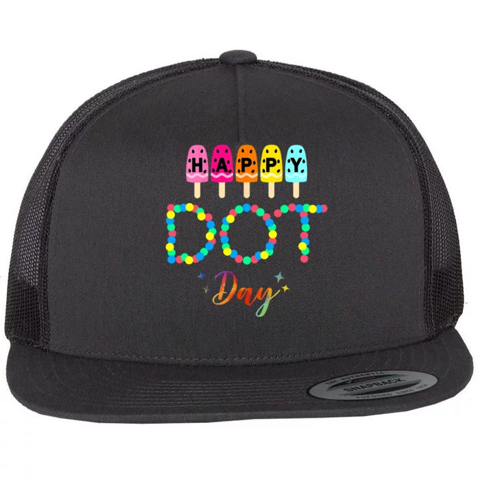 Happy Dot Day Colorful Flat Bill Trucker Hat