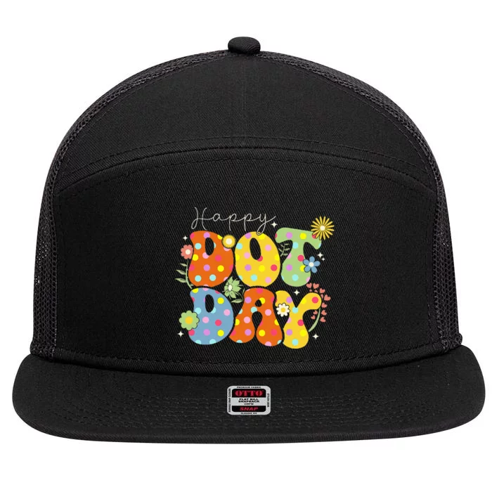 Happy Dot Day Colorful Cute Polka Dot 7 Panel Mesh Trucker Snapback Hat