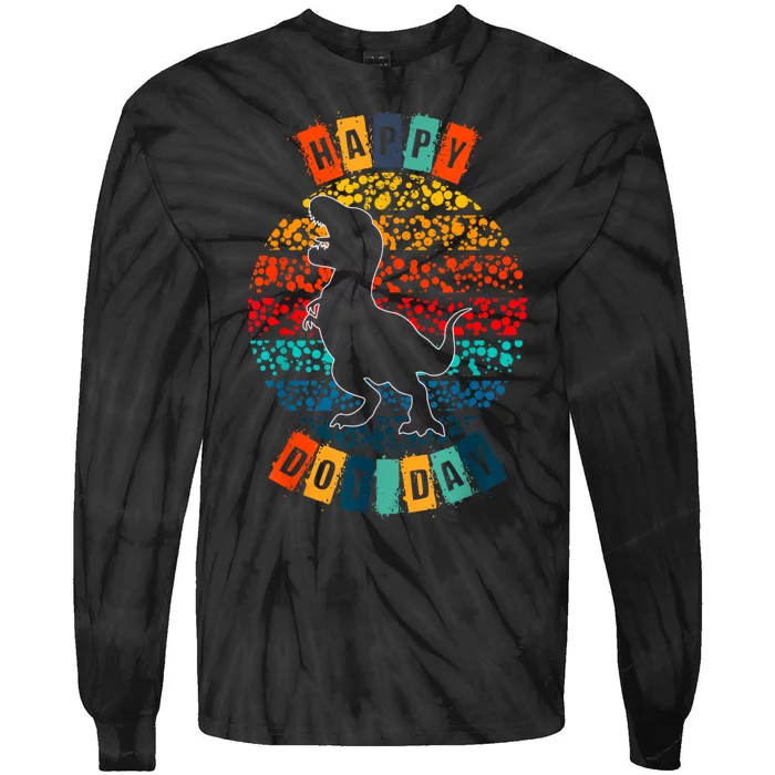 Happy Dot Day T Rex International Dot Day Colorful Dot Tie-Dye Long Sleeve Shirt