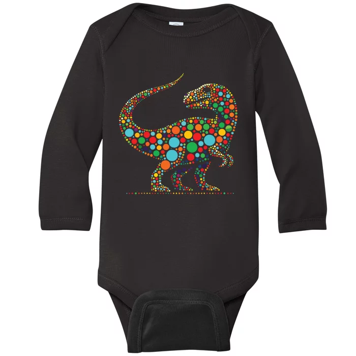 Happy Dot Day Colorful Polka Dot Dinosaur Baby Long Sleeve Bodysuit