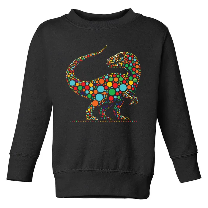 Happy Dot Day Colorful Polka Dot Dinosaur Toddler Sweatshirt