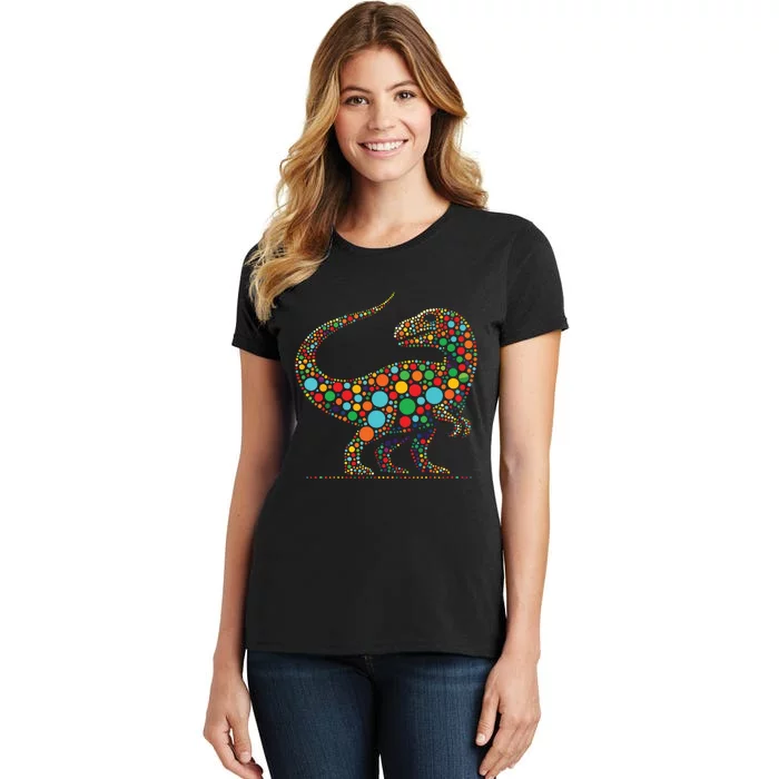 Happy Dot Day Colorful Polka Dot Dinosaur Women's T-Shirt