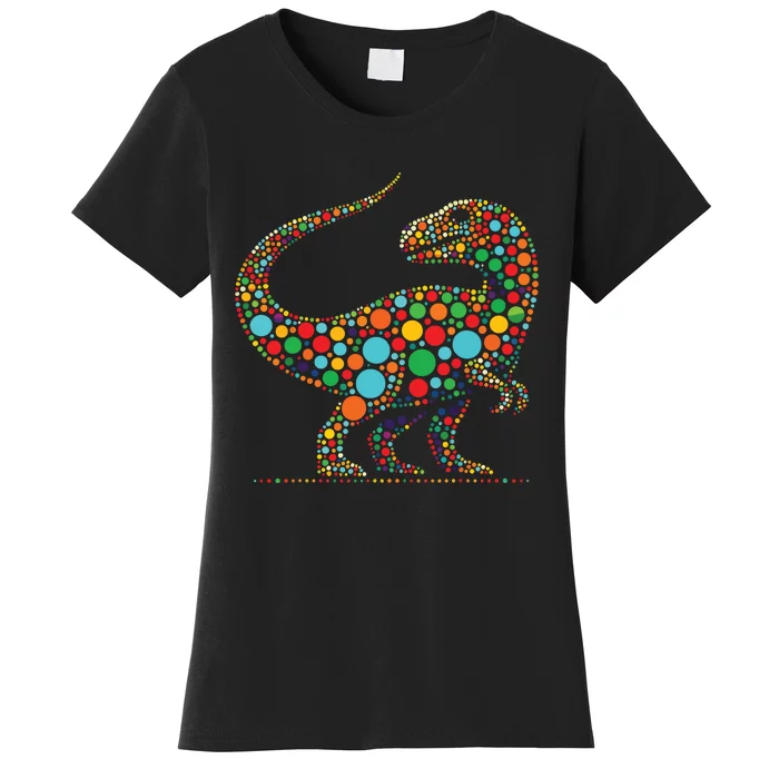 Happy Dot Day Colorful Polka Dot Dinosaur Women's T-Shirt