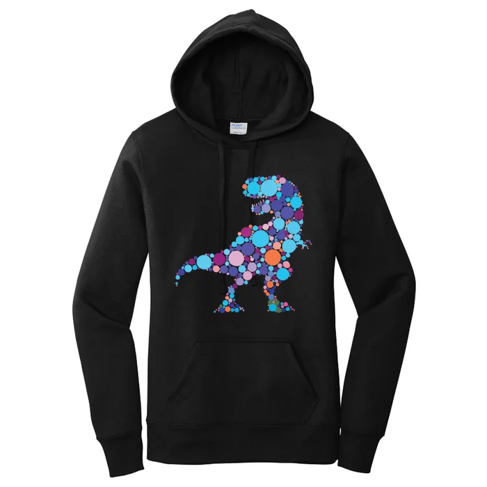 Happy Dot Day Colorful Polka Dot Dinosaur Trex Women's Pullover Hoodie