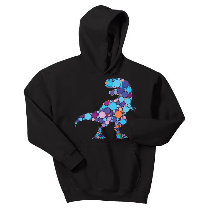 Happy Dot Day Colorful Polka Dot Dinosaur Trex Kids Hoodie