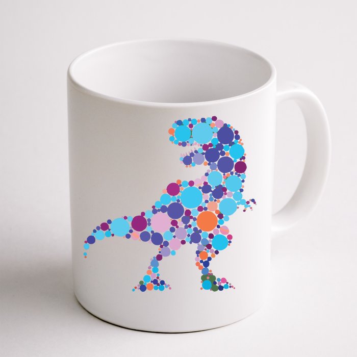 Happy Dot Day Colorful Polka Dot Dinosaur Trex Front & Back Coffee Mug