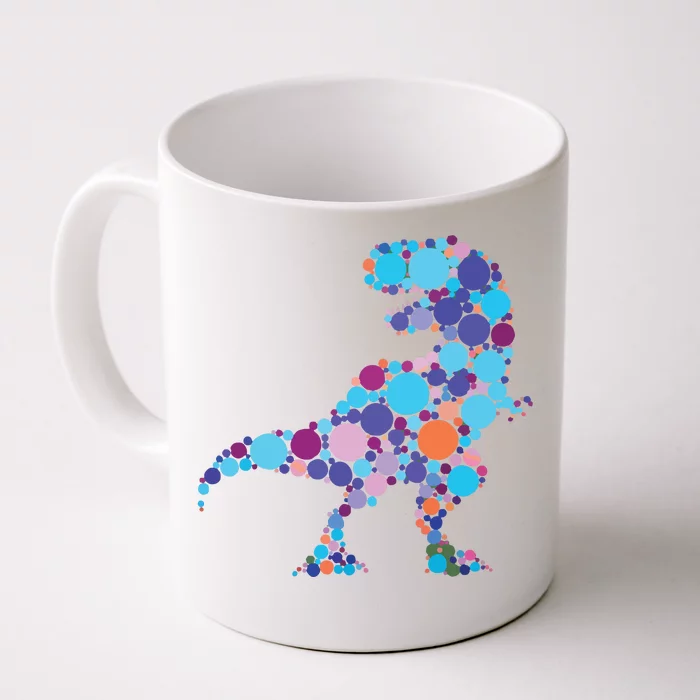 Happy Dot Day Colorful Polka Dot Dinosaur Trex Front & Back Coffee Mug