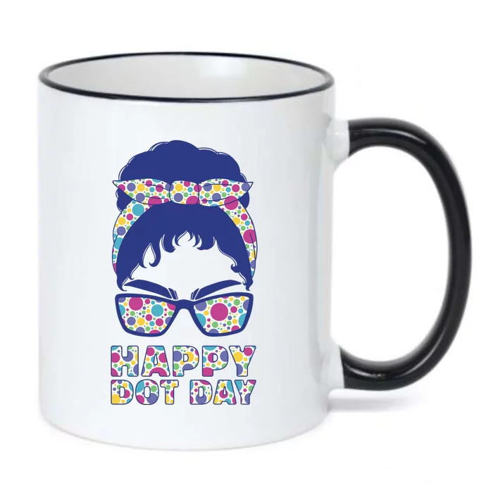 Happy Dot Day Messy Bun Black Color Changing Mug