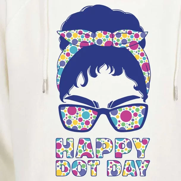 Happy Dot Day Messy Bun Womens Funnel Neck Pullover Hood