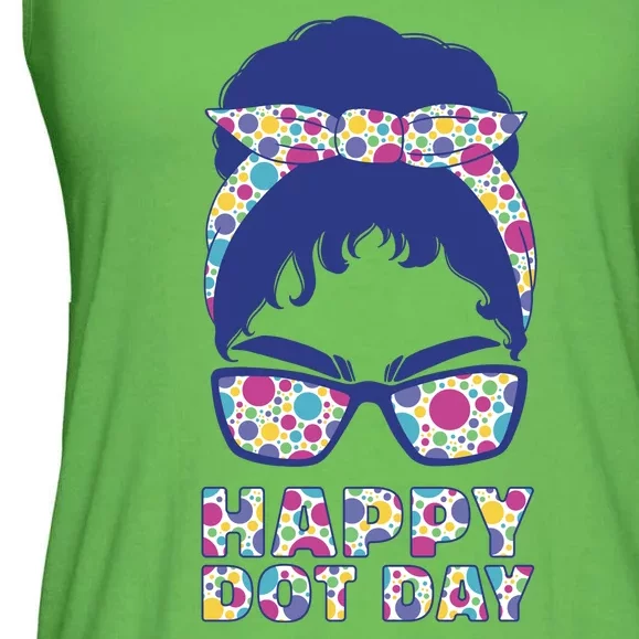 Happy Dot Day Messy Bun Ladies Essential Flowy Tank