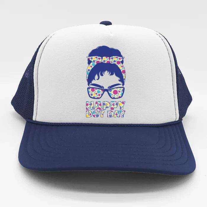 Happy Dot Day Messy Bun Trucker Hat