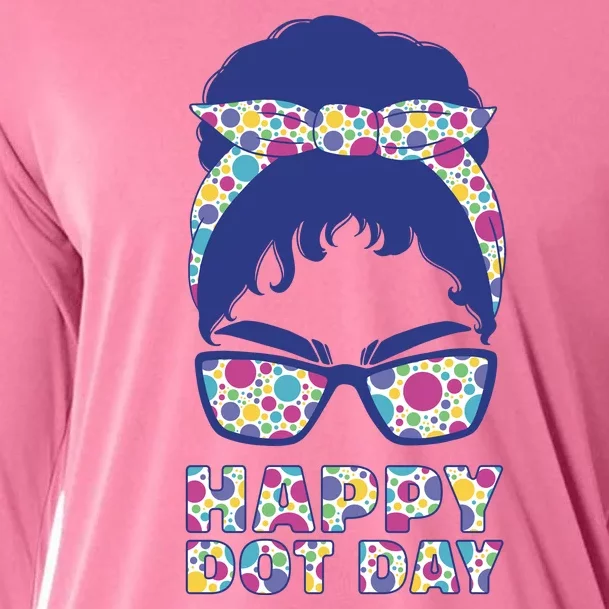 Happy Dot Day Messy Bun Cooling Performance Long Sleeve Crew