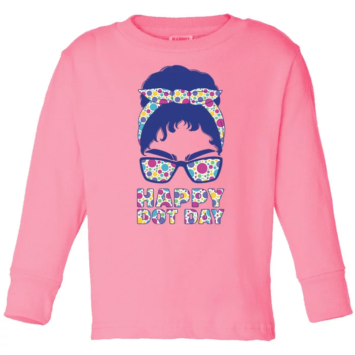 Happy Dot Day Messy Bun Toddler Long Sleeve Shirt