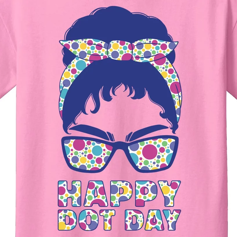 Happy Dot Day Messy Bun Kids T-Shirt