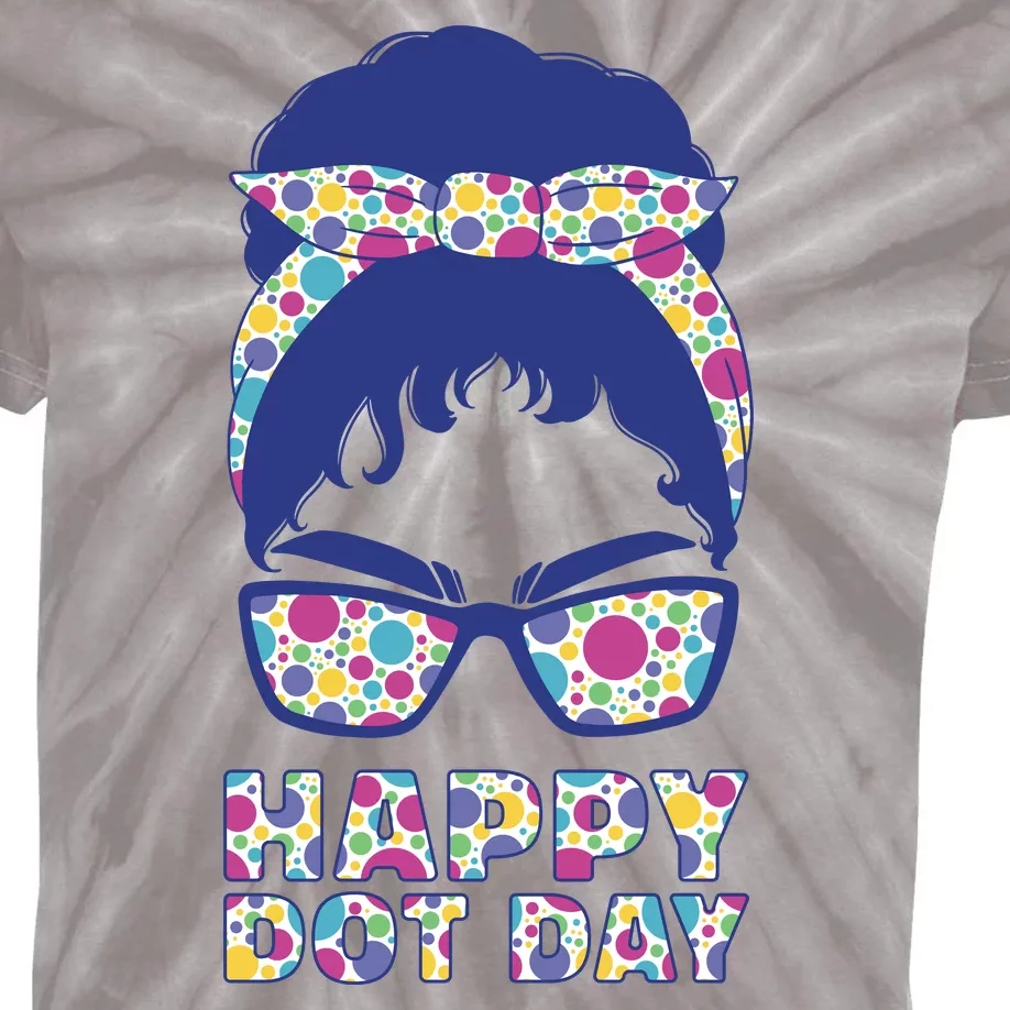 Happy Dot Day Messy Bun Kids Tie-Dye T-Shirt