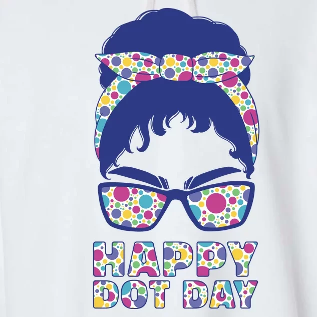 Happy Dot Day Messy Bun Garment-Dyed Fleece Hoodie