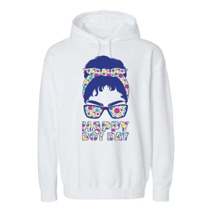 Happy Dot Day Messy Bun Garment-Dyed Fleece Hoodie