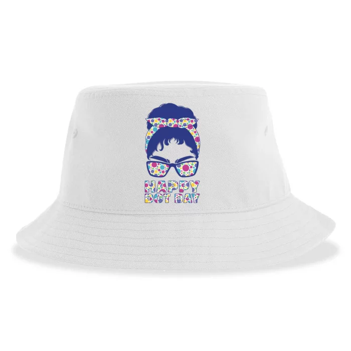 Happy Dot Day Messy Bun Sustainable Bucket Hat