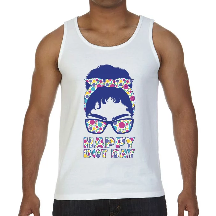 Happy Dot Day Messy Bun Comfort Colors® Tank Top