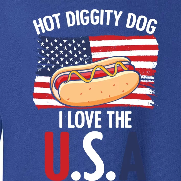 Hot Diggity Dog I Love Usa 4th Of July Hotdog Bun Lover Cute Gift Toddler Sweatshirt