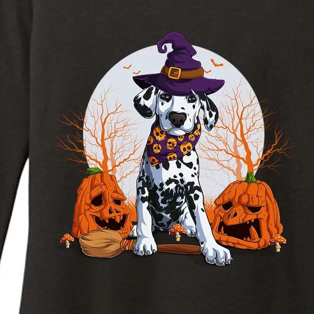 Halloween Dalmatian Dog Lovers Halloween Scary Pumpkin Moon Gift Womens CVC Long Sleeve Shirt