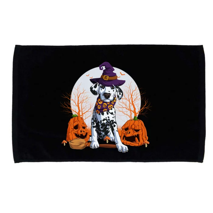 Halloween Dalmatian Dog Lovers Halloween Scary Pumpkin Moon Gift Microfiber Hand Towel