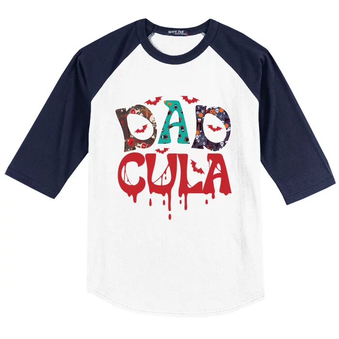 Halloween Dad Dracula Dadcula Gift Baseball Sleeve Shirt