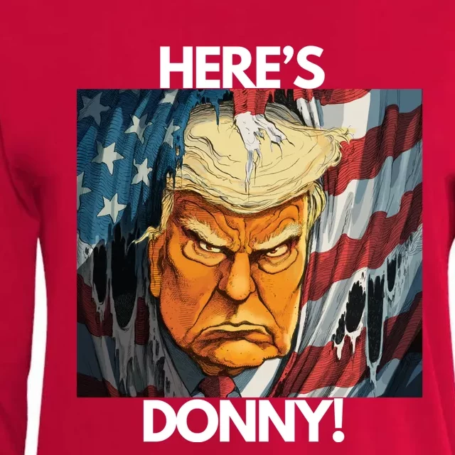 Heres Donny! Donald Trump The Shining Womens Cotton Relaxed Long Sleeve T-Shirt