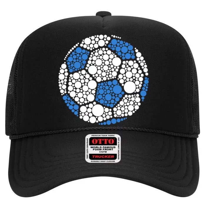 Happy Dot Day 2024 Polka Dot Soccer Ball Lover High Crown Mesh Trucker Hat