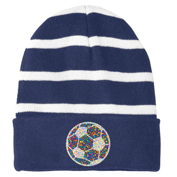 Happy Dot Day International Dot Day Polka Dot Soccer Futbol Ball Striped Beanie with Solid Band