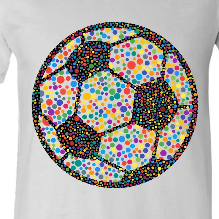 Happy Dot Day International Dot Day Polka Dot Soccer Futbol Ball V-Neck T-Shirt