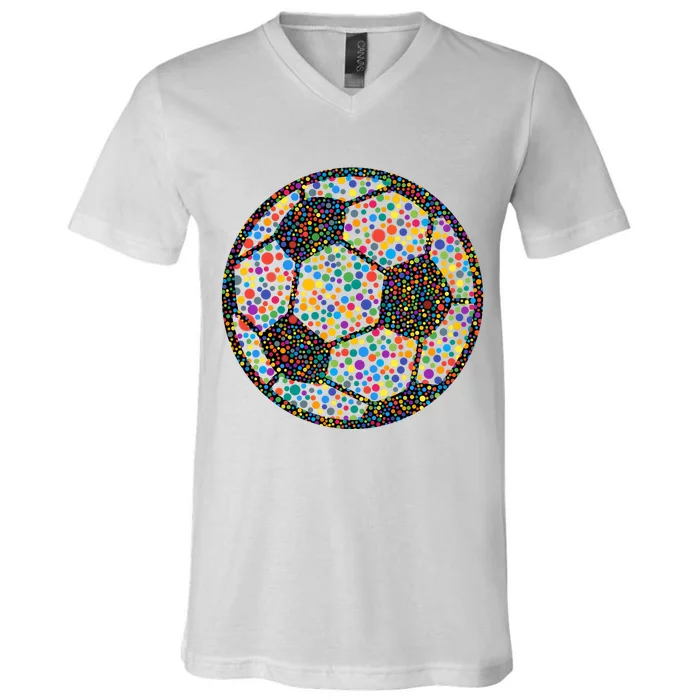 Happy Dot Day International Dot Day Polka Dot Soccer Futbol Ball V-Neck T-Shirt