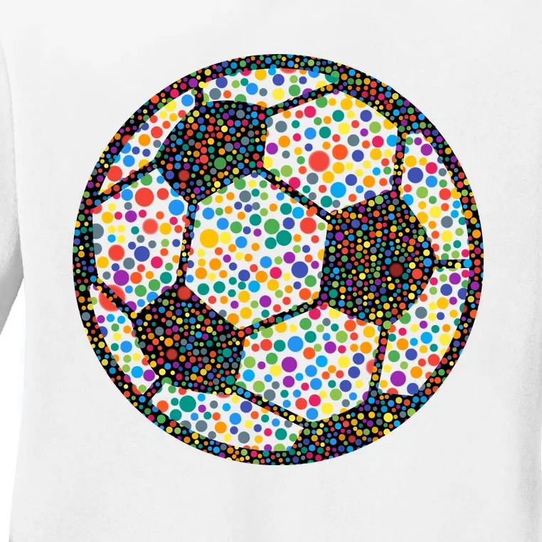 Happy Dot Day International Dot Day Polka Dot Soccer Futbol Ball Ladies Long Sleeve Shirt