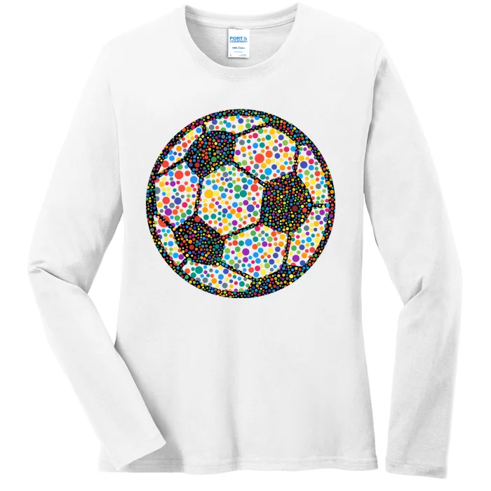 Happy Dot Day International Dot Day Polka Dot Soccer Futbol Ball Ladies Long Sleeve Shirt