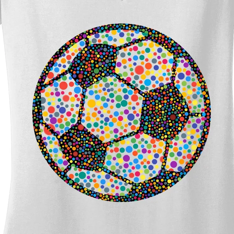 Happy Dot Day International Dot Day Polka Dot Soccer Futbol Ball Women's V-Neck T-Shirt